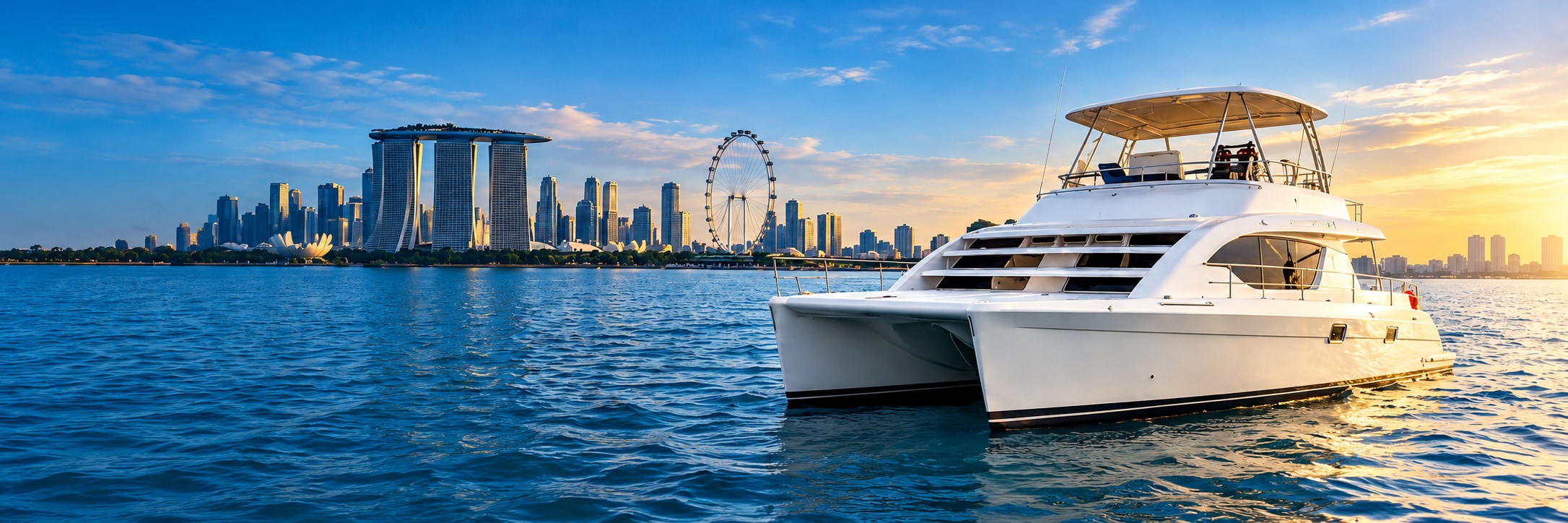 One Lotus yacht concept against the Singapore skyline